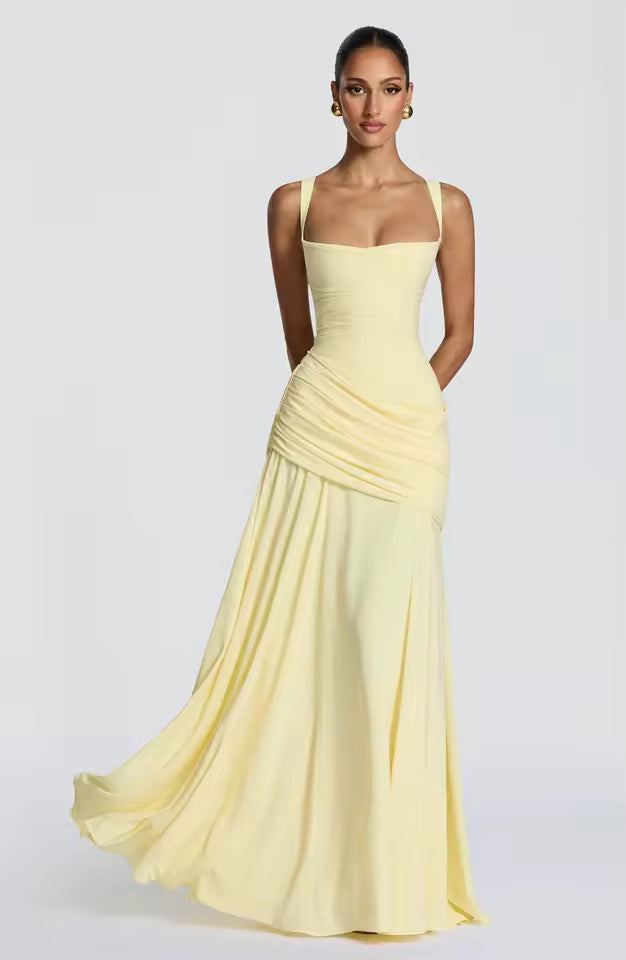 Sweetheart Maxi Dress With Asymmetric Hip Ruching