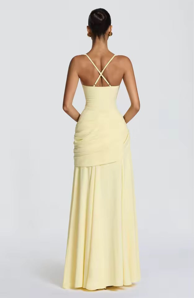 Sweetheart Maxi Dress With Asymmetric Hip Ruching