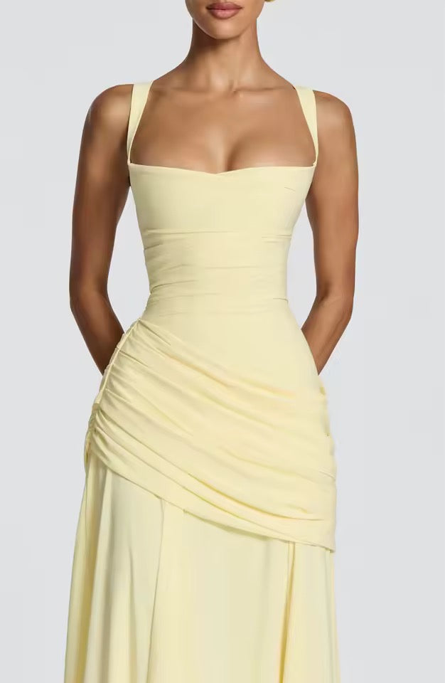 Sweetheart Maxi Dress With Asymmetric Hip Ruching
