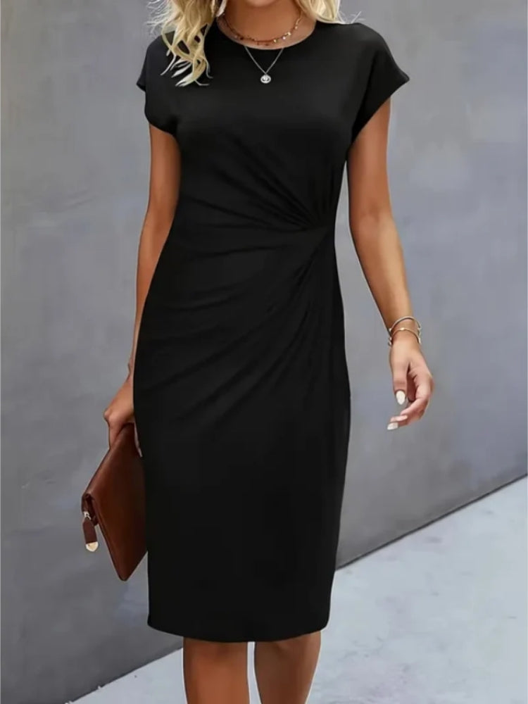 Women's Short Sleeve Midi Evening Dress for Formal Events