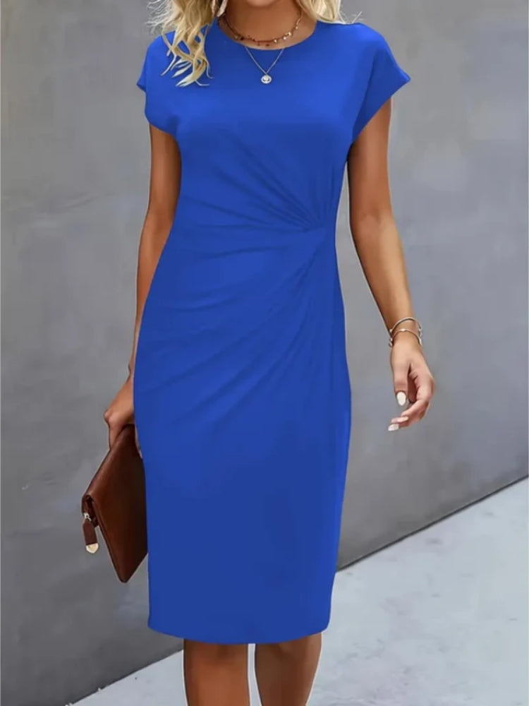 Women's Short Sleeve Midi Evening Dress for Formal Events