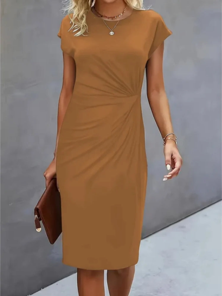Women's Short Sleeve Midi Evening Dress for Formal Events