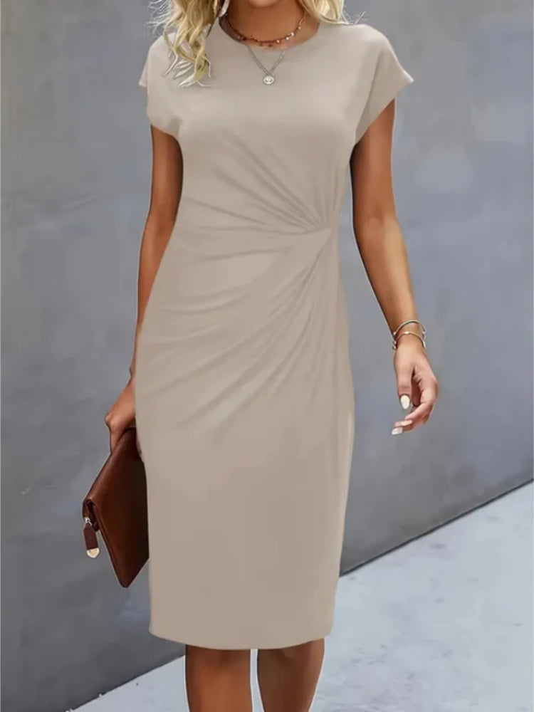 Women's Short Sleeve Midi Evening Dress for Formal Events