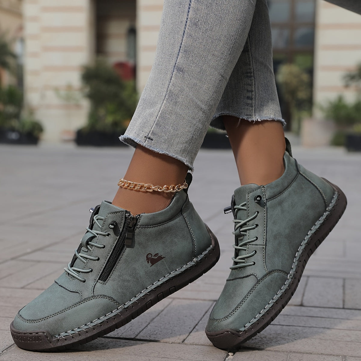 Lace-Up Combat Ankle Boots
