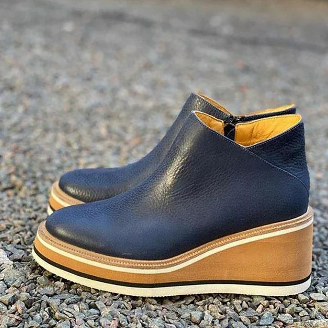 Women's Wedge Ankle Boots With Side Zipper