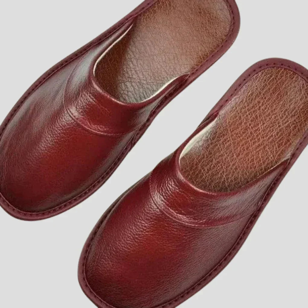 Men's Leather Slip-On Slippers | Home Comfort