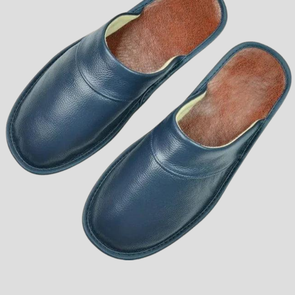 Men's Leather Slip-On Slippers | Home Comfort