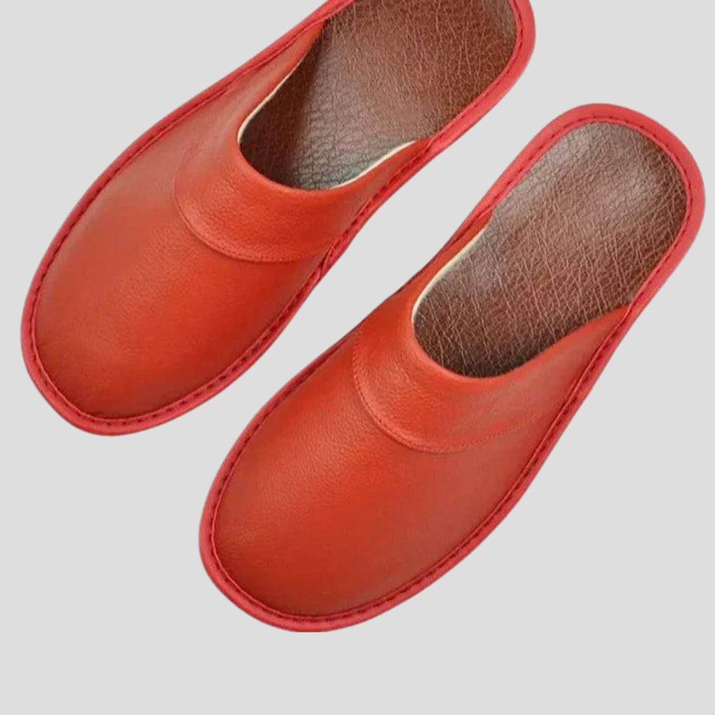 Men's Leather Slip-On Slippers | Home Comfort