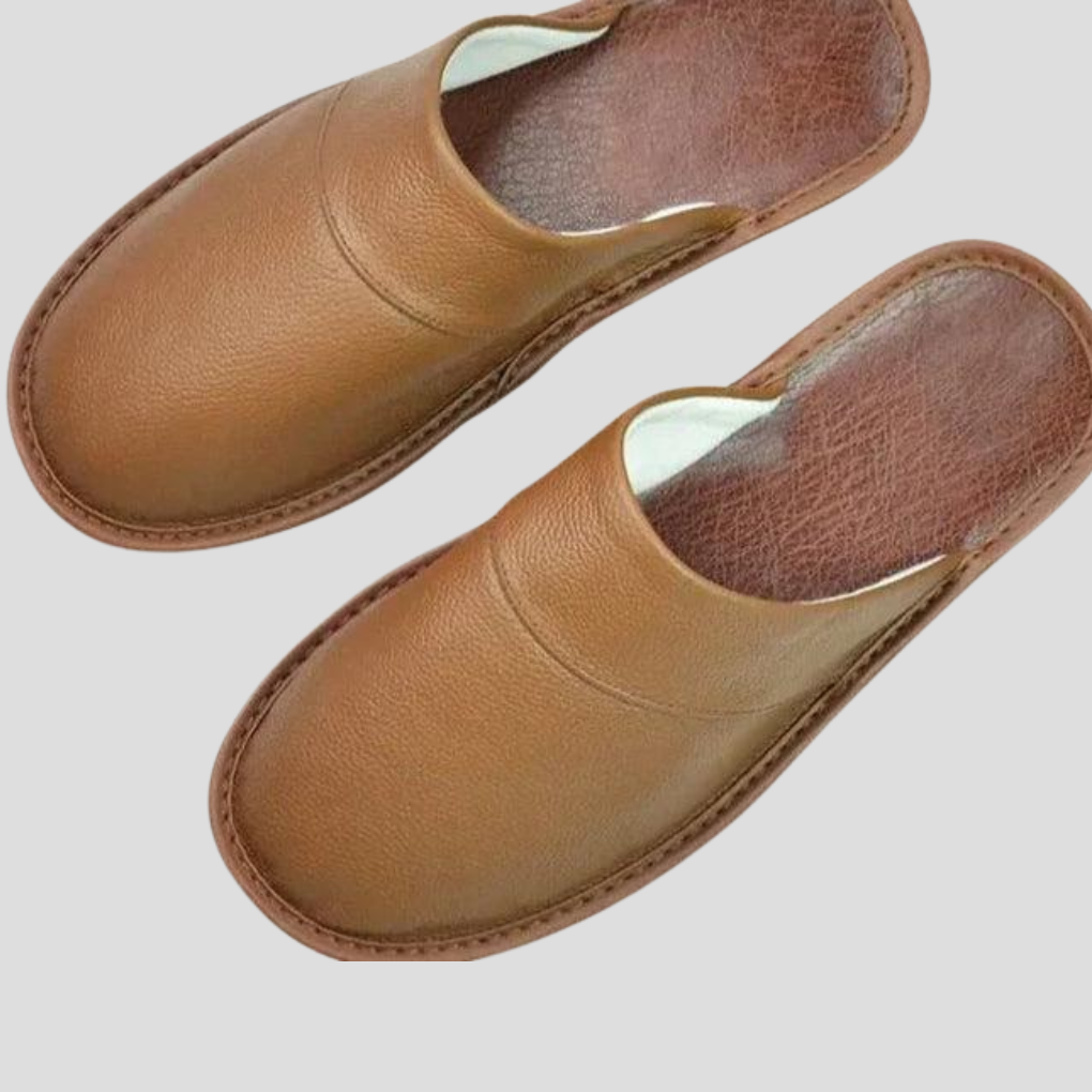 Men's Leather Slip-On Slippers | Home Comfort