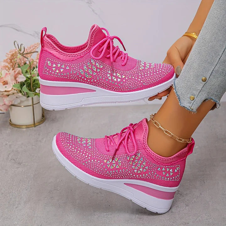 Rhinestone Orthopedic Arch Support Mesh Sneakers