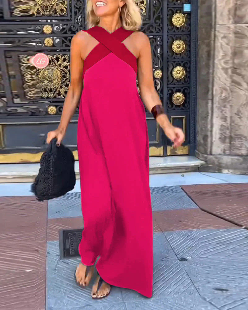 Breathable Crossed Back Open Maxi Dress