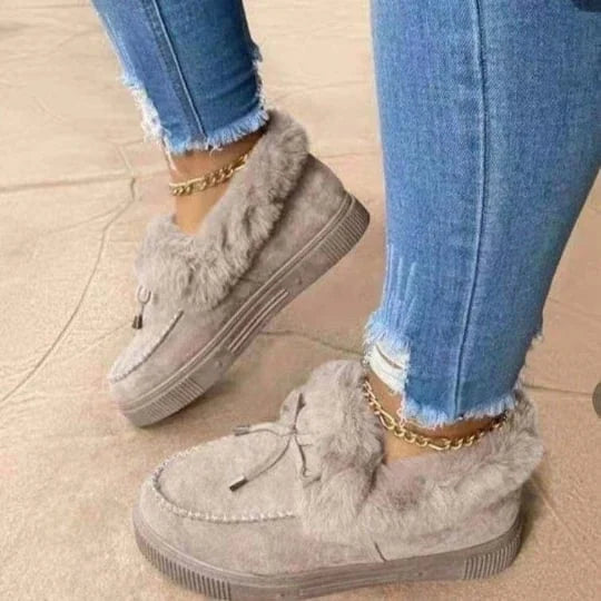 Warm Fleece-Lined Round-Toe Cotton Shoes