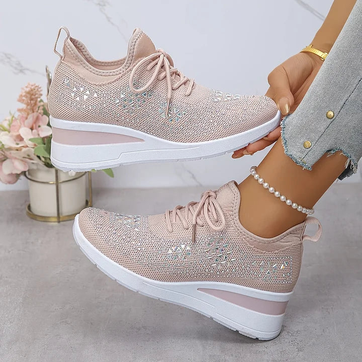 Rhinestone Orthopedic Arch Support Mesh Sneakers