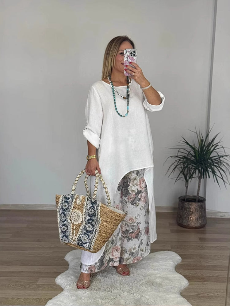 Long-Sleeve Top and Wide-Leg Pants Set