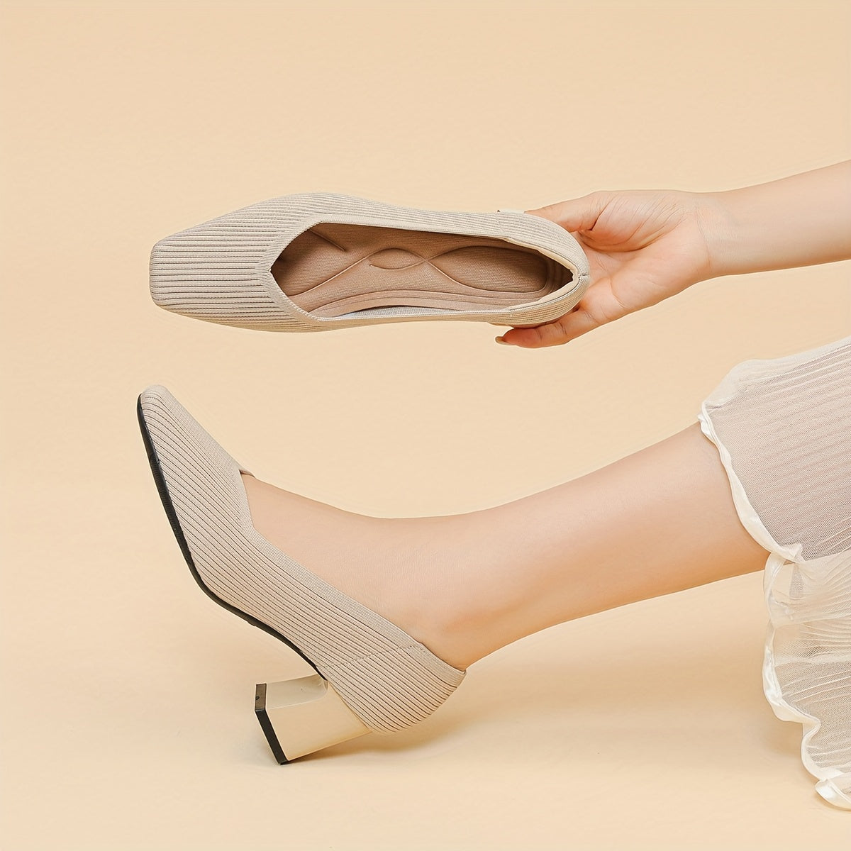 Pointed Toe Orthopedic Block Heel Pumps