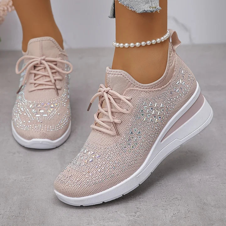Rhinestone Orthopedic Arch Support Mesh Sneakers