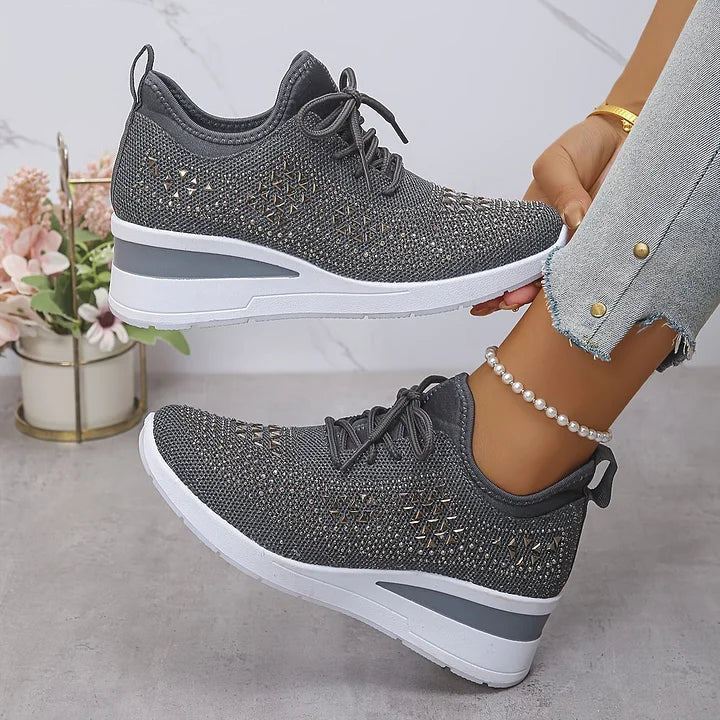 Rhinestone Orthopedic Arch Support Mesh Sneakers