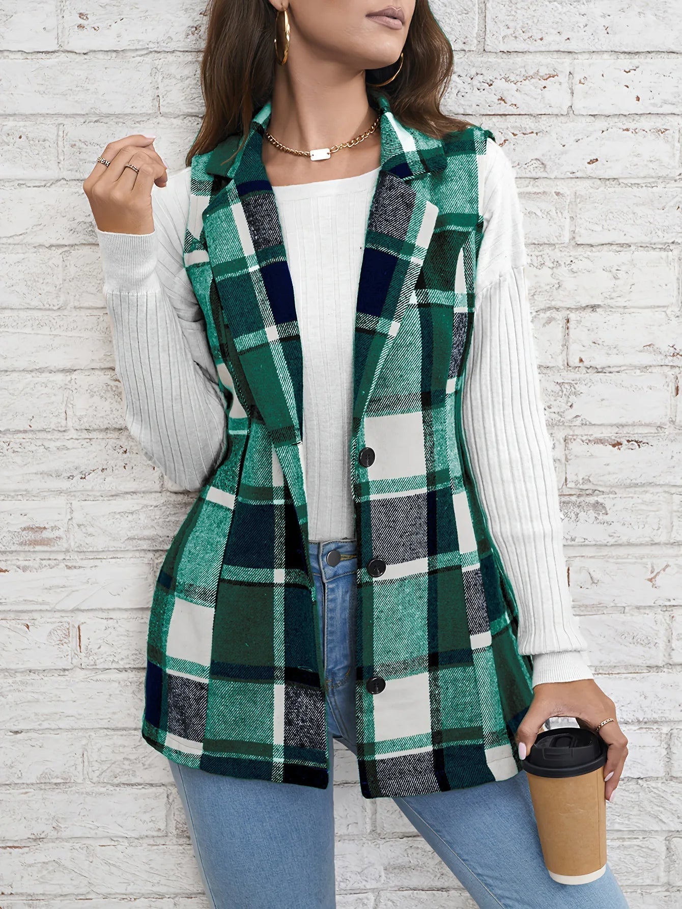 Drunelle Elegant Tailored Check Waistcoat