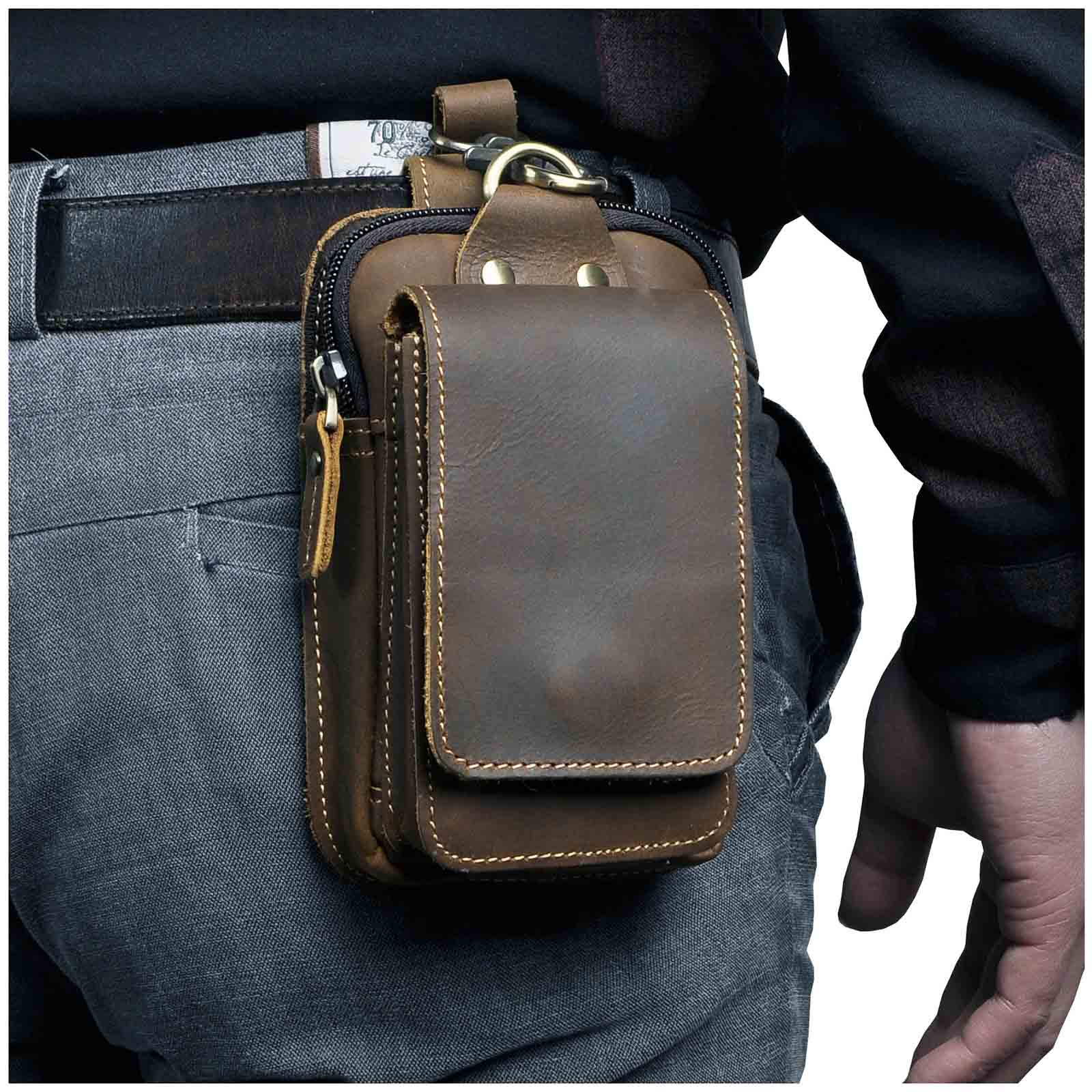 Cowhide Leather Adjustable Waist Bag