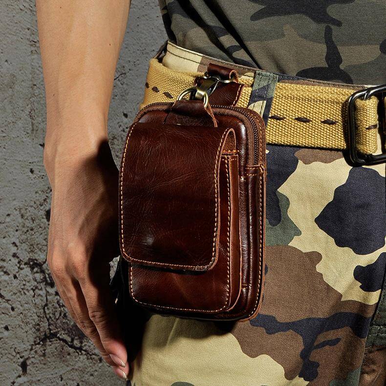 Cowhide Leather Adjustable Waist Bag