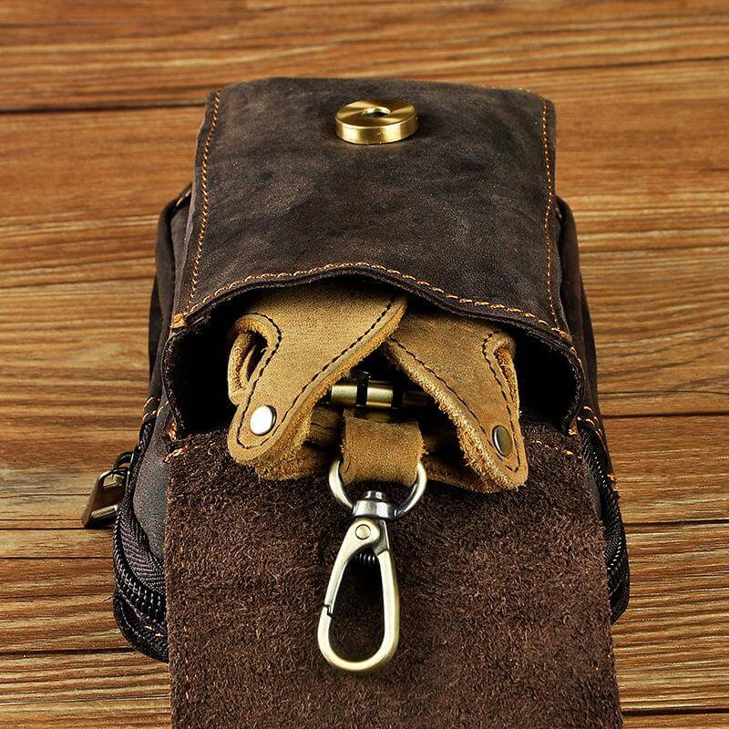 Cowhide Leather Adjustable Waist Bag
