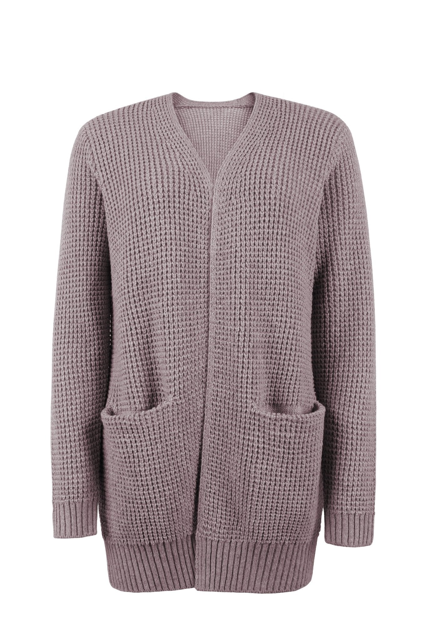 Long V Neck Cardigan With Front Pockets
