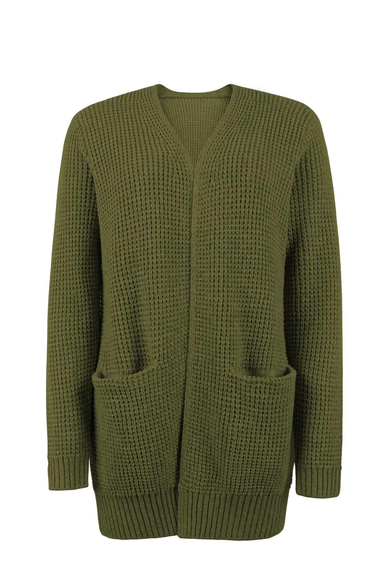 Long V Neck Cardigan With Front Pockets