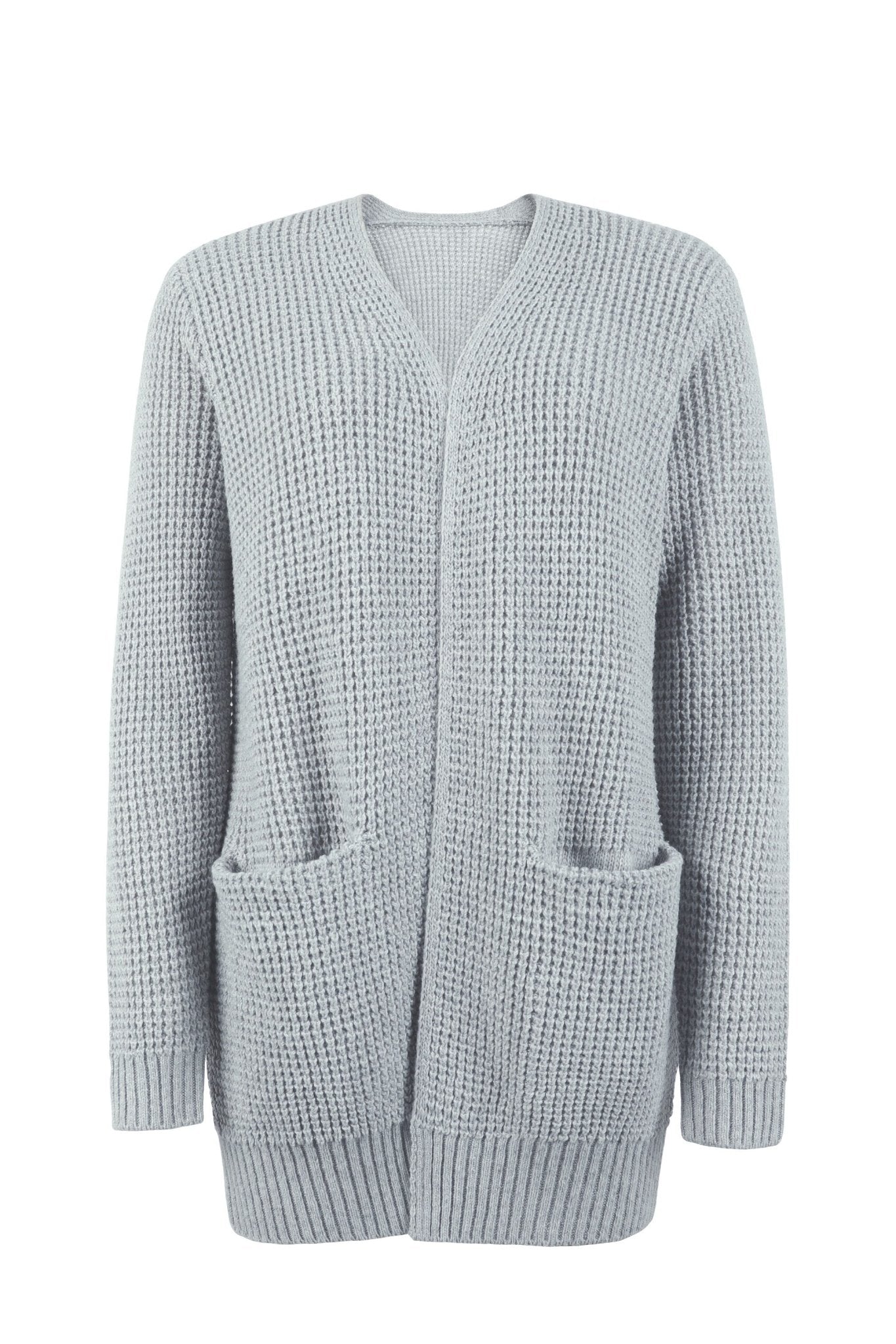 Long V Neck Cardigan With Front Pockets