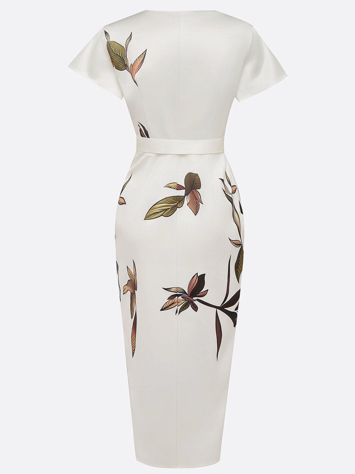 Tied Waist V-Neck Wrap Dress