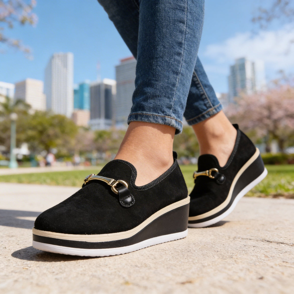 Orthopedic Platform Loafers with Buckle