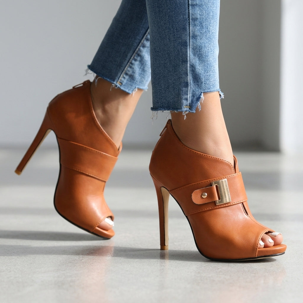 Open Toe Buckle Heels