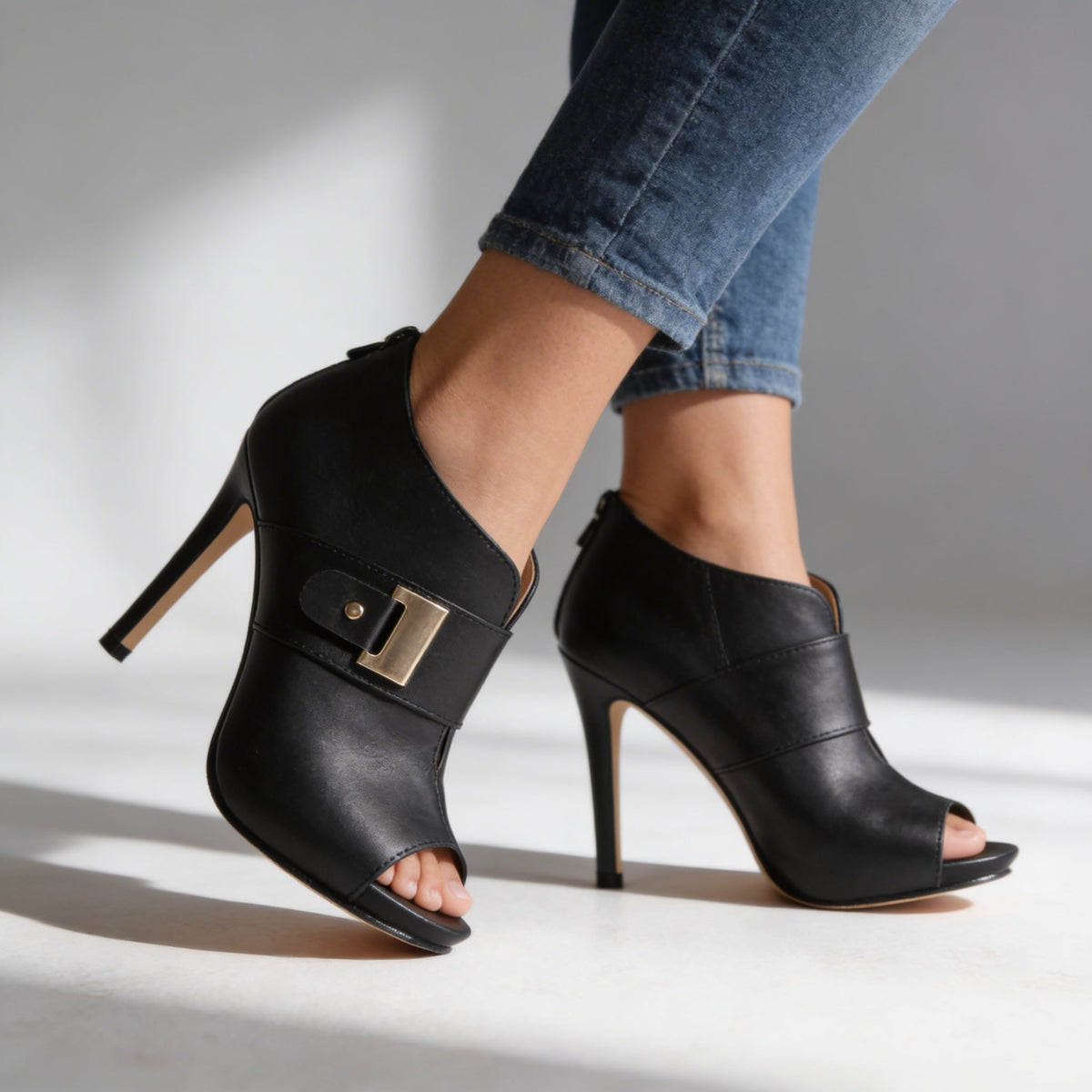 Open Toe Buckle Heels