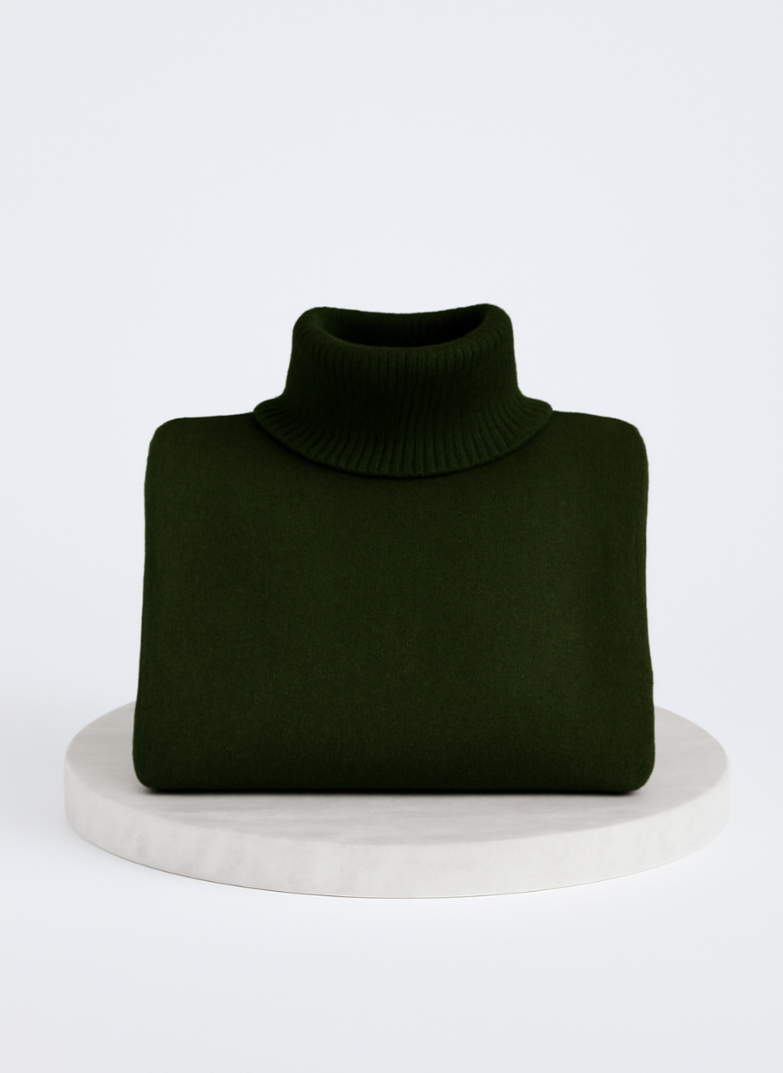 Oversized Turtleneck Sweater with Asymmetric Hem