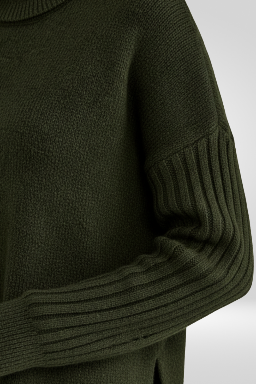 Oversized Turtleneck Sweater with Asymmetric Hem
