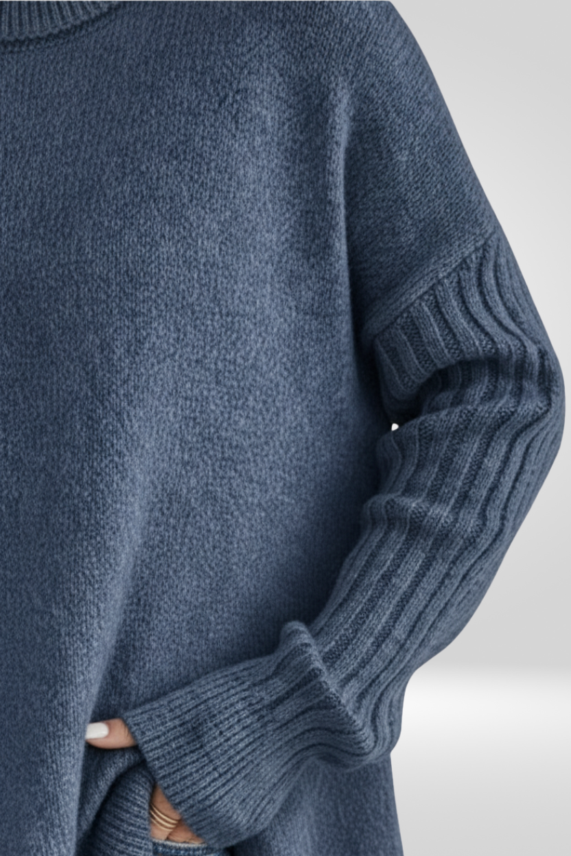 Oversized Turtleneck Sweater with Asymmetric Hem