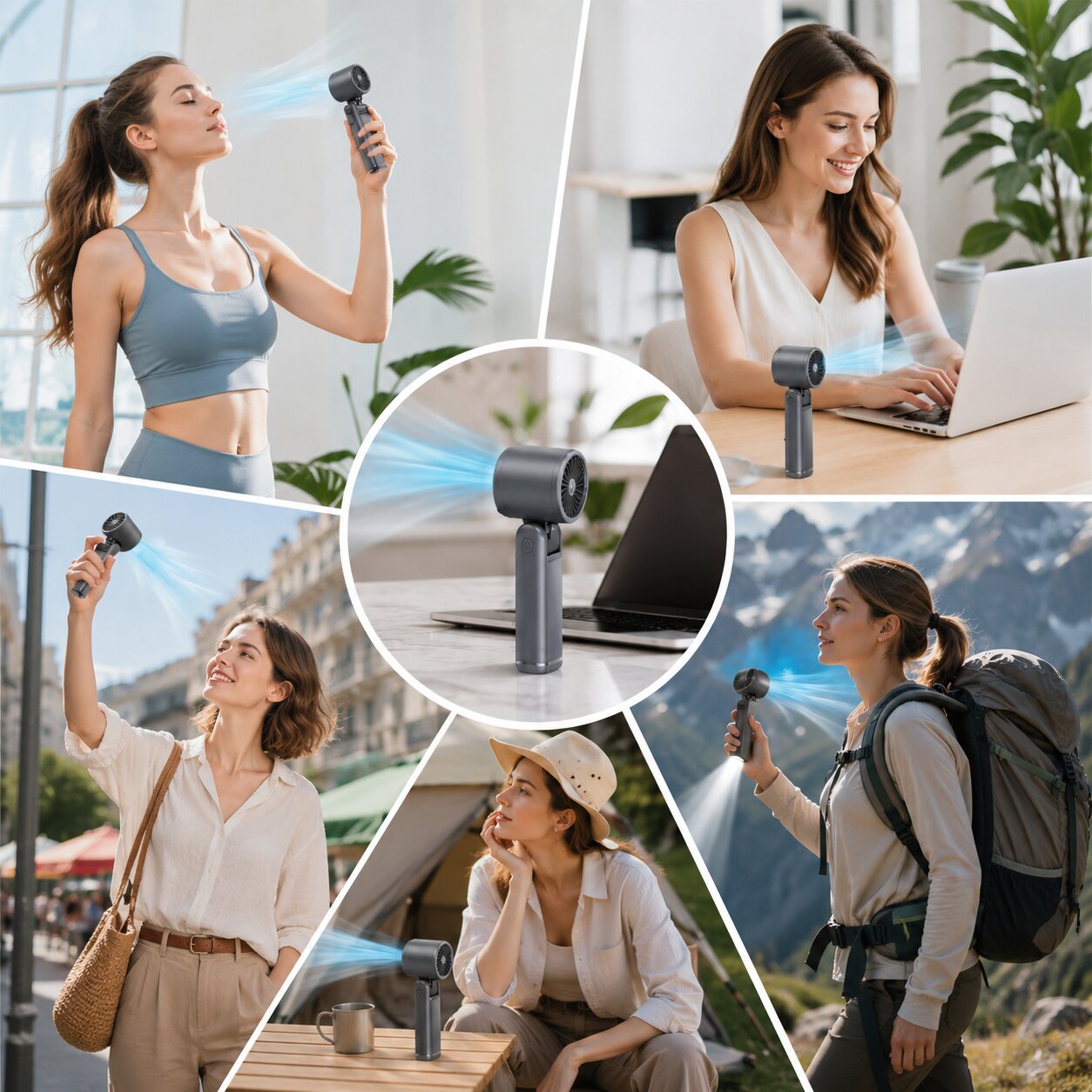 Handheld Fan with Cooling Plate, Flashlight, and 100-Speed Control