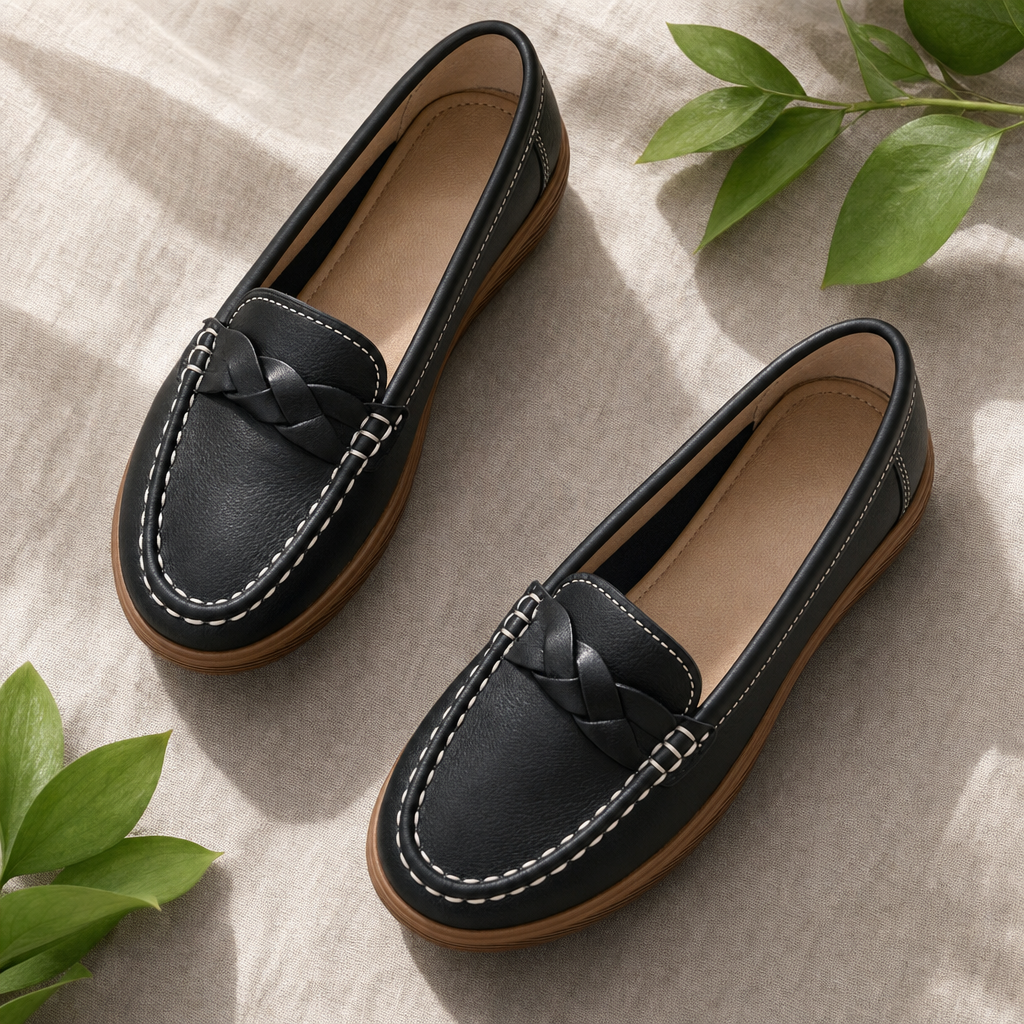 Orthopaedic Wide Fit Leather Slip-On Loafers - flatlay