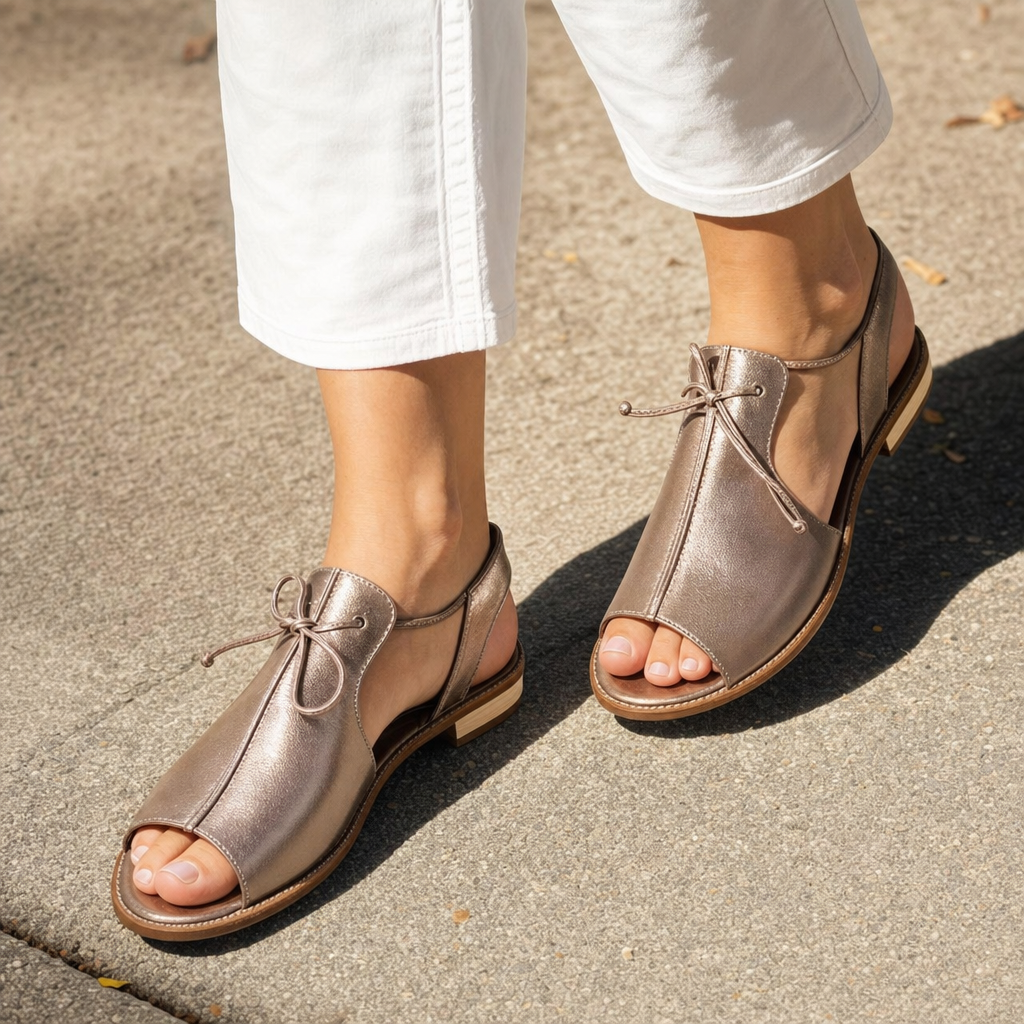 Lilliana Adjustable Strap Leather Sandals - lifestyle shot
