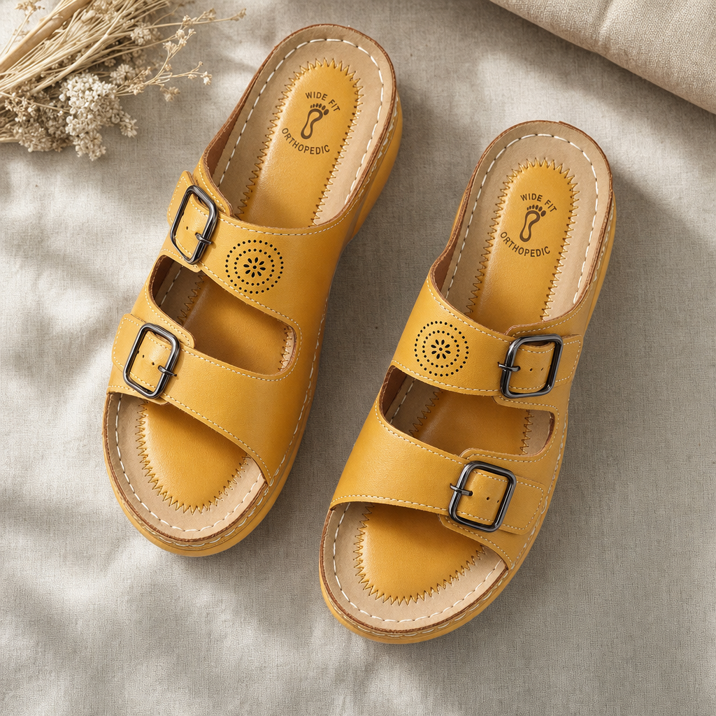 Wide Fit Orthopedic Sandals PU Cushioned - flatlay