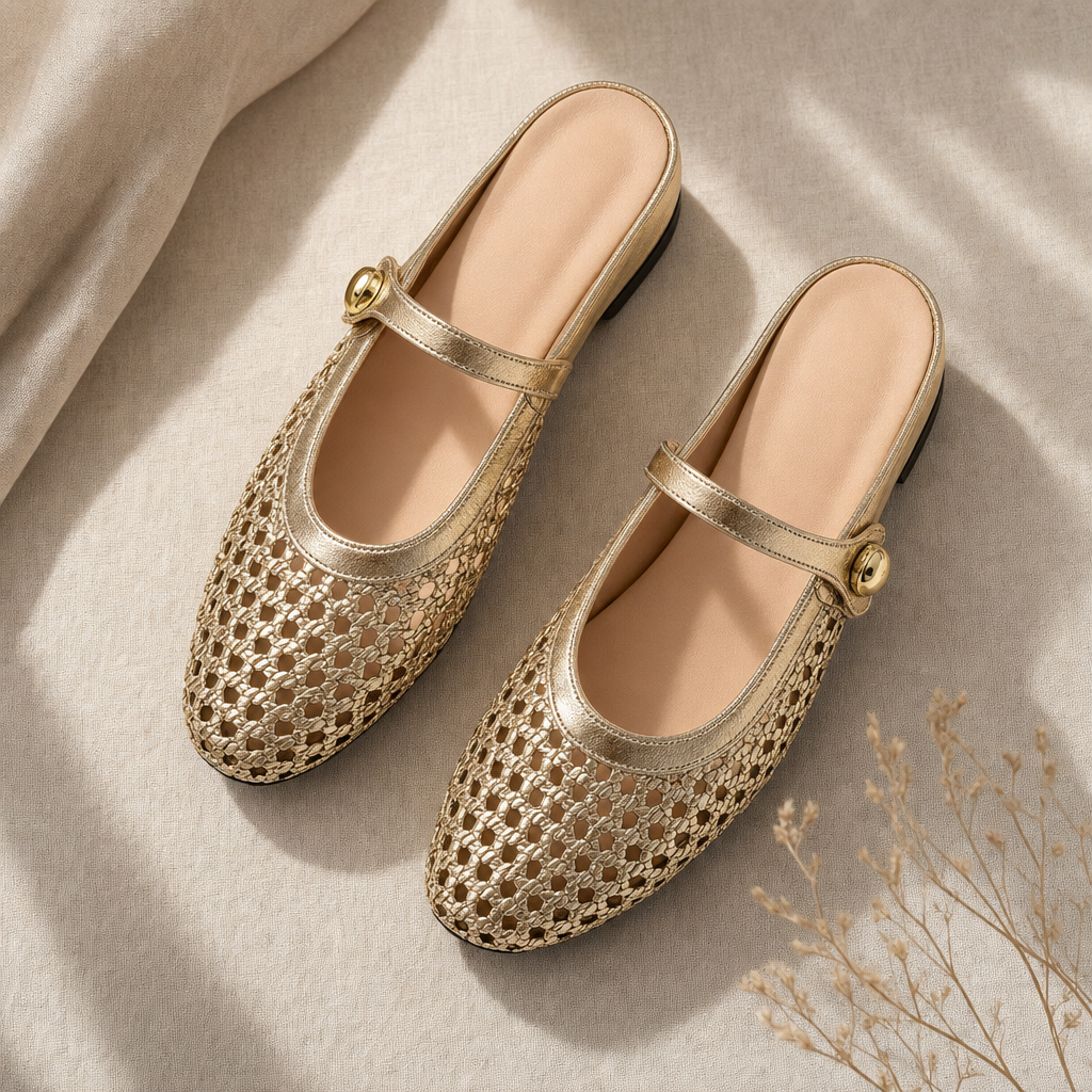 Tressa Orthopedic Woven Mule Flats - flatlay