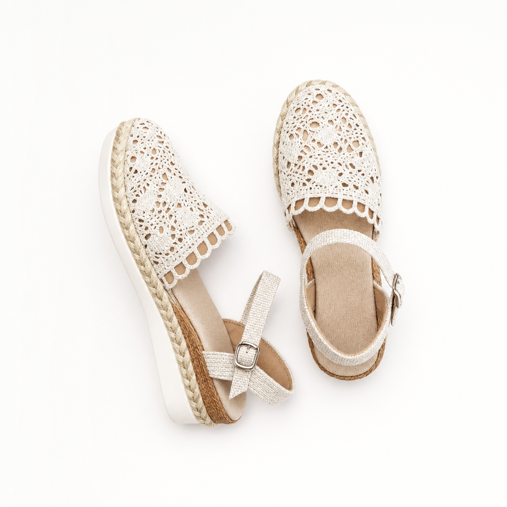 Women's Boho Espadrille Wedge Ankle Strap Sandals - flatlay
