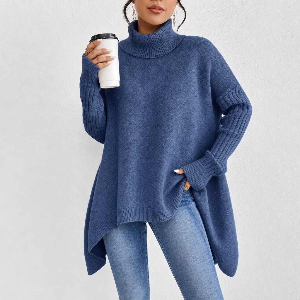 Oversized Ribbed Turtleneck Sweater