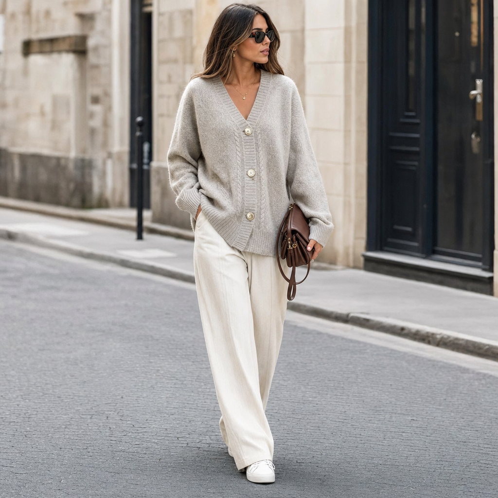 Button-Front Knit Cardigan