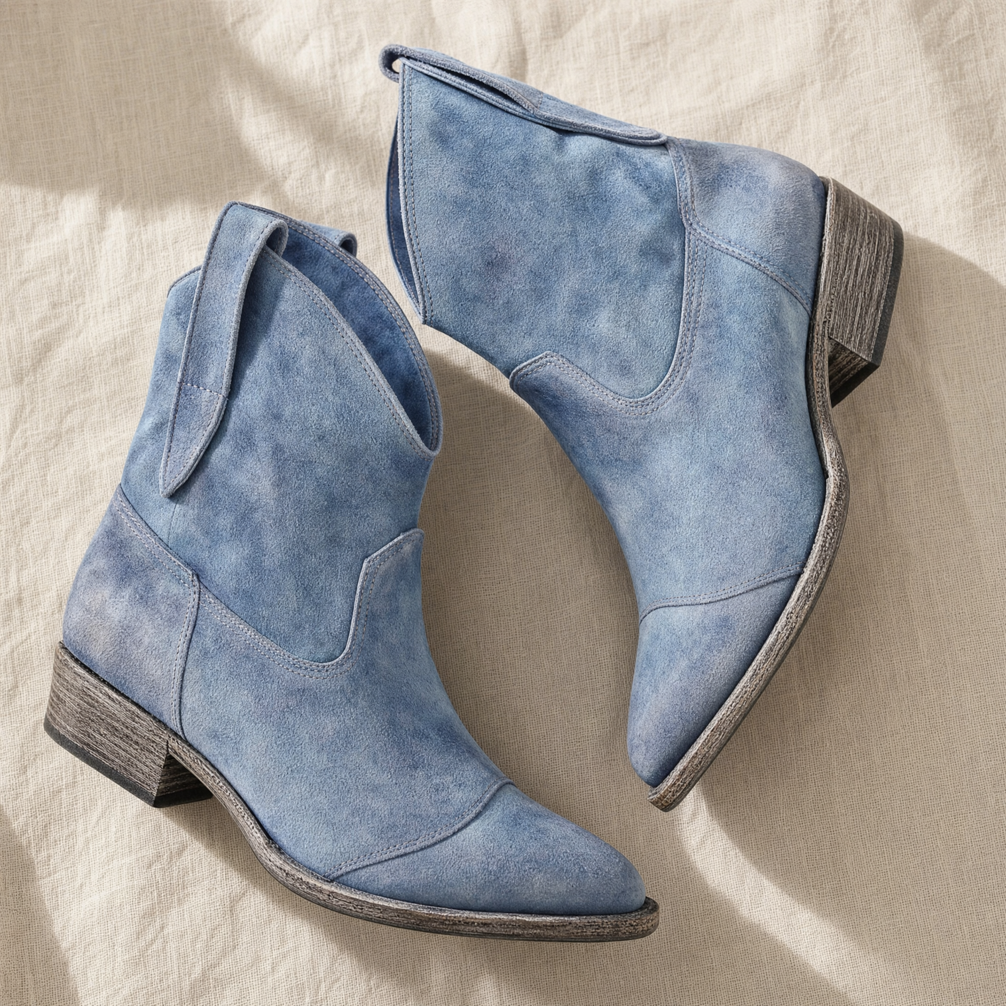 Western Pointed Toe Slip-On Ankle Boots for Women