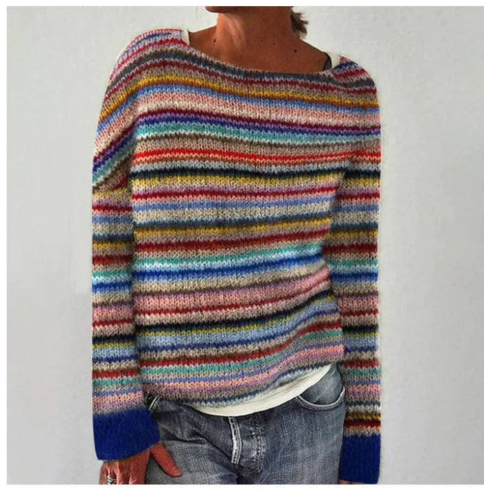 Nordic Stripe Knit Pullover Sweater