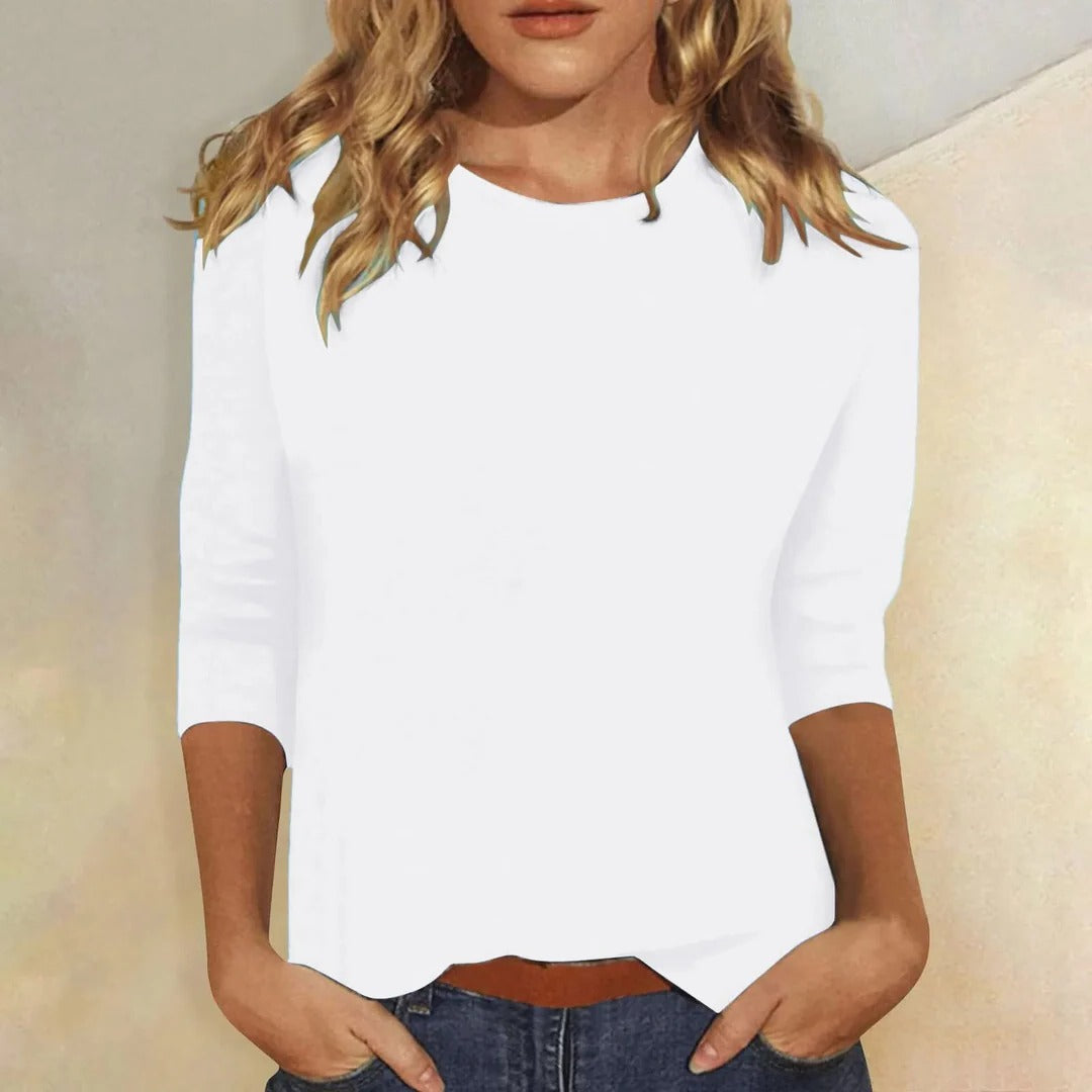 Women's Crew Neck Three-Quarter Sleeve Casual Top