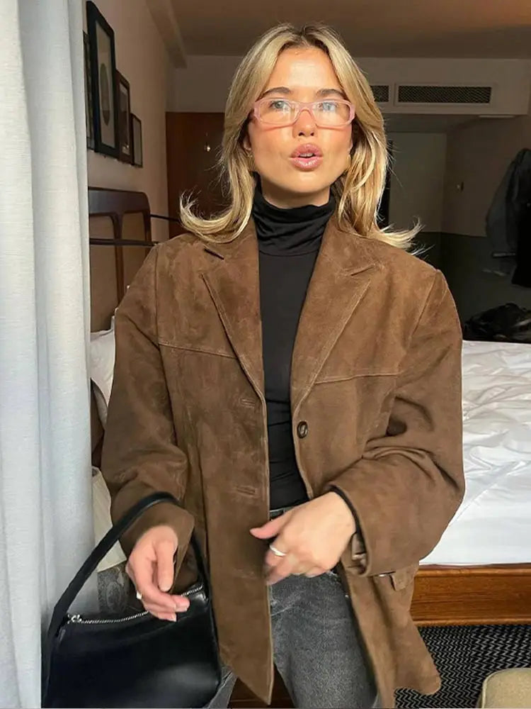 Elegant Faux Suede Autumn Jacket