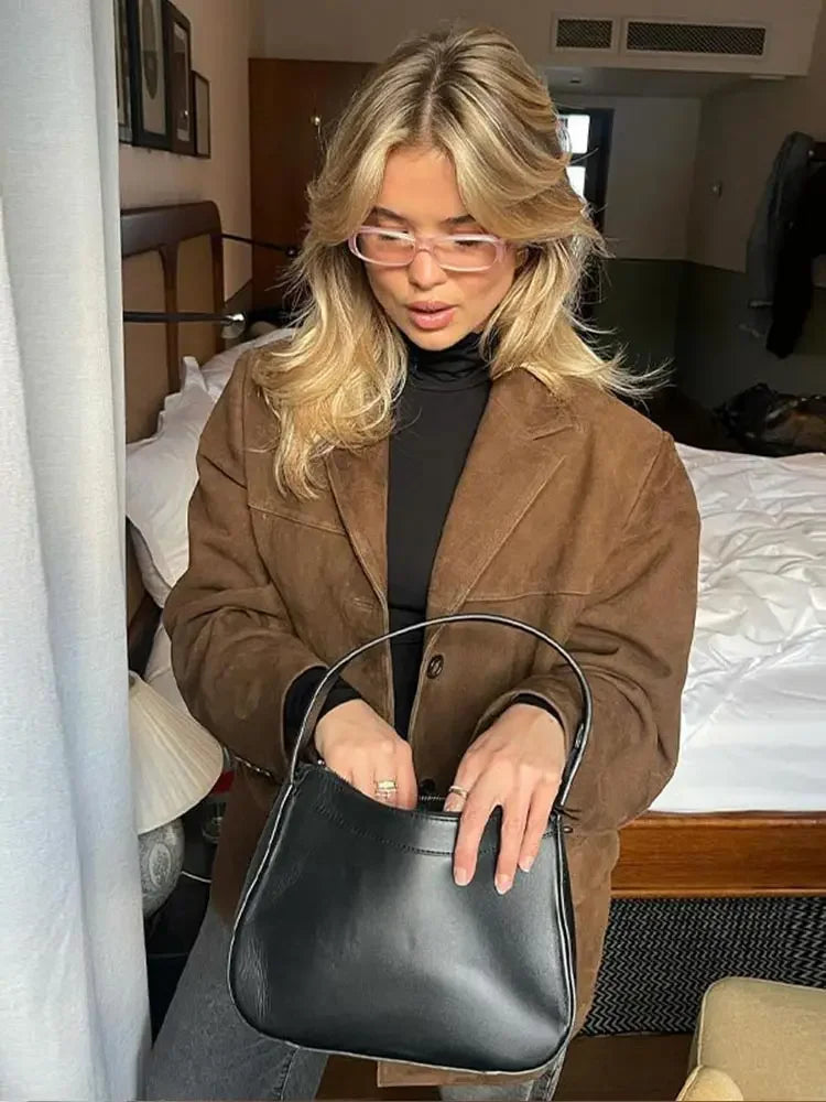 Elegant Faux Suede Autumn Jacket