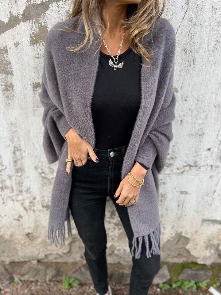 Long Winter Coat With Tassel Detail