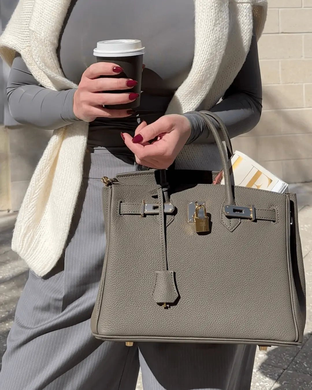 Leather Structured Shoulder Handbag